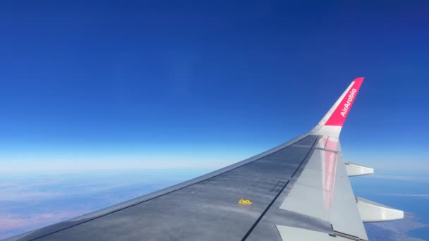 Window View Wing Air Arabia Commercial Airplane Flying Sky — Stock video