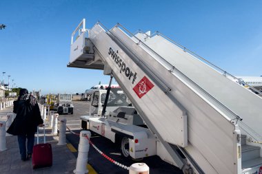 Boarding step ladder at Fes Sais international airport, Morocco