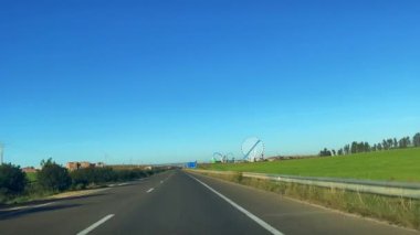 Dashcam view of a car driving on the highway in Morocco