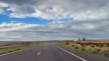 Dashcam view of a car driving on the highway in Morocco