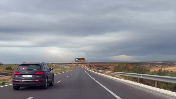 Dashcam View Car Driving Highway Morocco — Vídeo de stock