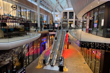Christmas decoration inside a shopping center in Brussels, Belgium