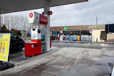 Texaco gas station empty in Belgium