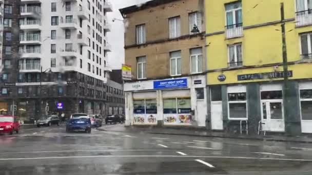 Dashcam Car Driving Road Rainy Day Brussels Belgium — Video