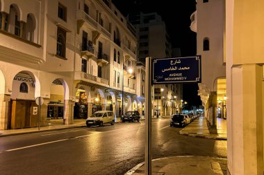 Empty streets of at night in Rabat, Morocco