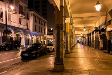 Empty streets of at night in Rabat, Morocco