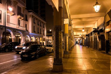 Empty streets of at night in Rabat, Morocco