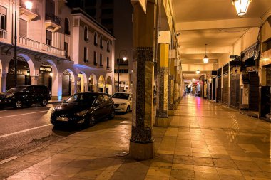 Empty streets of at night in Rabat, Morocco