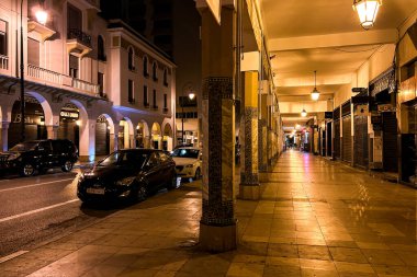 Empty streets of at night in Rabat, Morocco