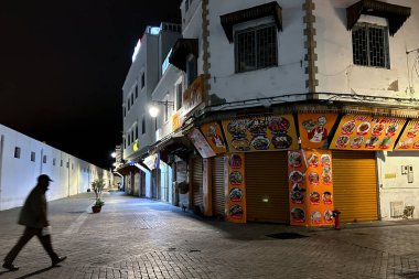 Empty streets of at night in Rabat, Morocco
