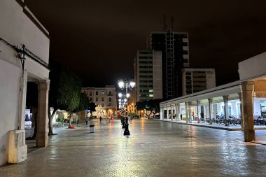 Empty streets of at night in Rabat, Morocco