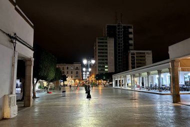 Empty streets of at night in Rabat, Morocco