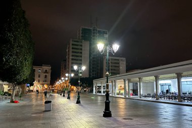 Empty streets of at night in Rabat, Morocco