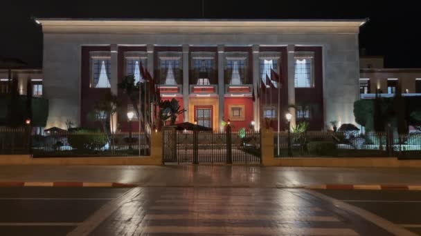 Moroccan Parliament Building Rabat Night Morocco — Video