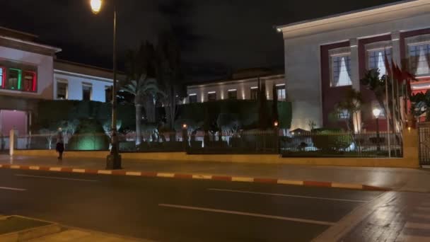 Moroccan Parliament Building Rabat Night Morocco — Stock video
