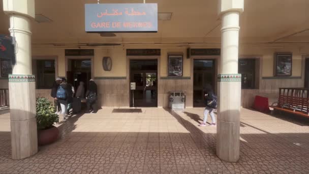 Railway Train Passing Meknes Railway Station Morocco — 图库视频影像