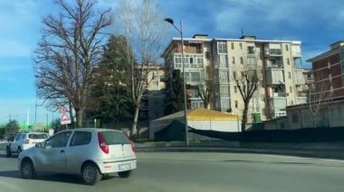 Car driving through the roads of Turin, Italy
