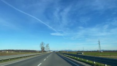 Car driving through the roads of Turin, Italy