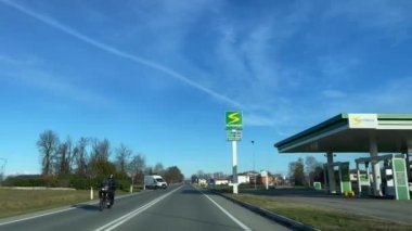 Car driving through the roads of Turin, Italy
