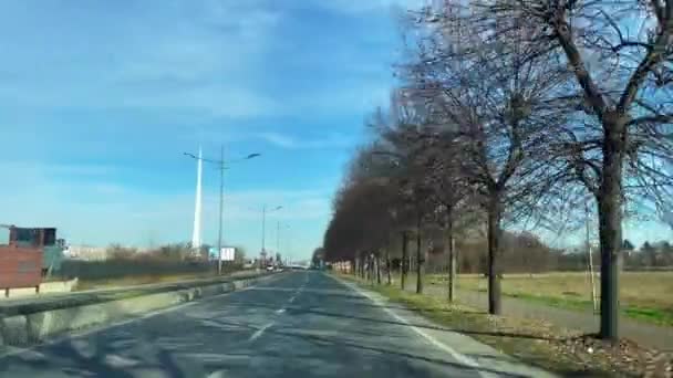 Car Driving Roads Turin Italy — Wideo stockowe