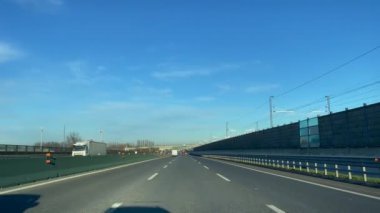 Car driving through the roads of Turin, Italy