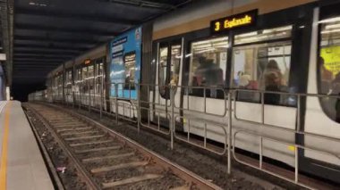 Metro train at a subway station in Brussels, Belgium