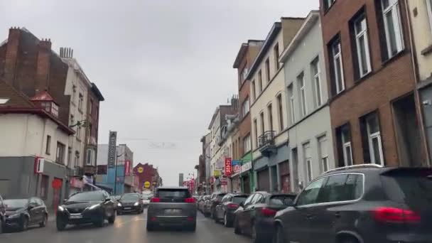 Dashcam Car Driving Road Rainy Day Brussels Belgium — Stok video