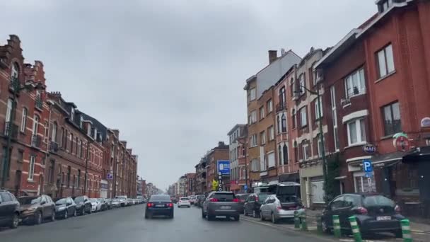 Dashcam Car Driving Road Rainy Day Brussels Belgium — 비디오