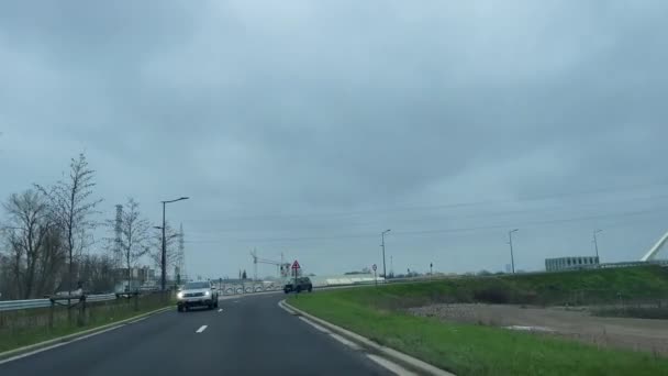 Dashcam Car Driving Road Rainy Day Brussels Belgium — Stok video