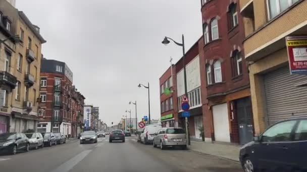 Dashcam Car Driving Road Rainy Day Brussels Belgium — Vídeo de Stock
