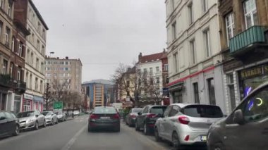 Dashcam of a car driving on the road in Brussels, Belgium