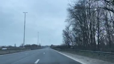 Dashcam of a car driving on the road in Brussels, Belgium