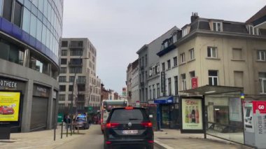 Dashcam of a car driving on the road in Brussels, Belgium
