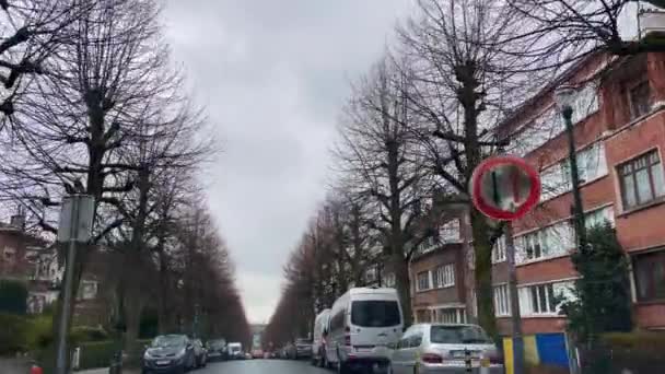 Dashcam Автомобіля Їде Дорозі Брюсселі Бельгія — стокове відео