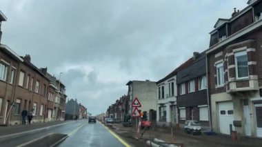 Dashcam of a car driving on the road in Brussels, Belgium