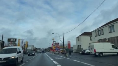 Dashcam of a car driving on the road in Brussels, Belgium