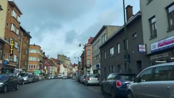 Dashcam Ενός Αυτοκινήτου Που Οδηγεί Στο Δρόμο Στις Βρυξέλλες Βέλγιο — Αρχείο Βίντεο