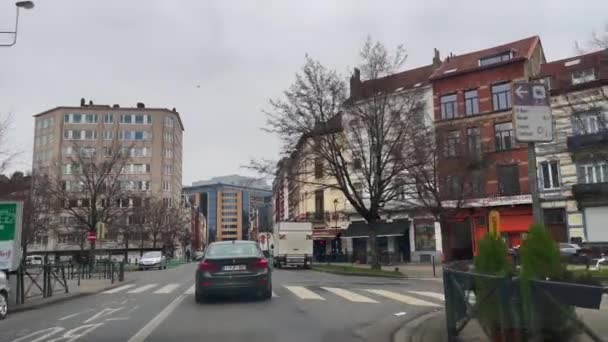 Kamera Samochodowa Drodze Brukseli Belgia — Wideo stockowe