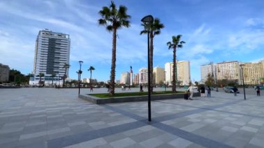 View of the buildings nearby the main railway station in Tangier, Morocco