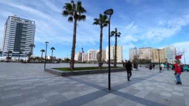 View of the buildings nearby the main railway station in Tangier, Morocco