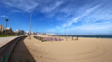 Empty Mediterranean beach near the centre of Tangier, Morocco