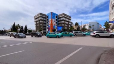 Cars driving on the road in Tangier, Morocco