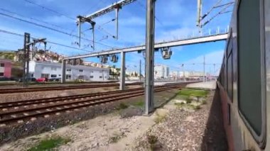 Train arriving at the railway station in Tangier, Morocco