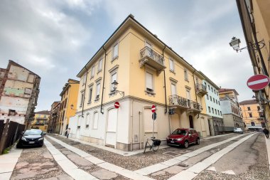 Empty street downtown Novara in Italy