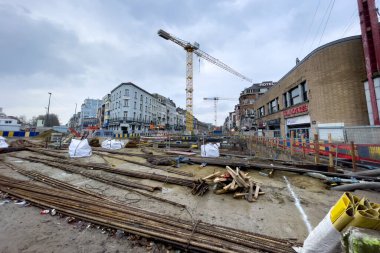 Lemonnier subway lane under construction in Brussels, Belgium 