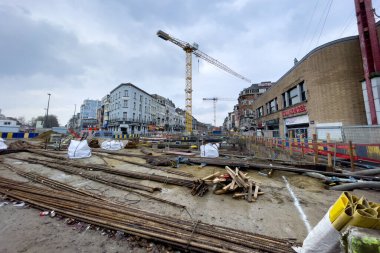 Lemonnier subway lane under construction in Brussels, Belgium 