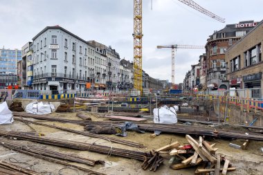 Lemonnier subway lane under construction in Brussels, Belgium 