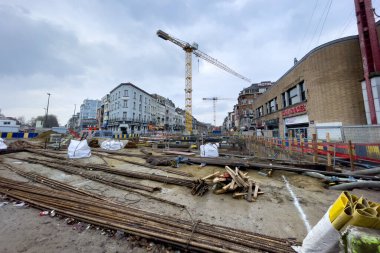 Lemonnier subway lane under construction in Brussels, Belgium 