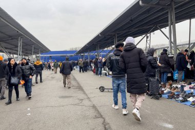 People walking through the Mabru March Matinal in Brussels, Belgium