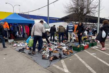 People walking through the Mabru March Matinal in Brussels, Belgium